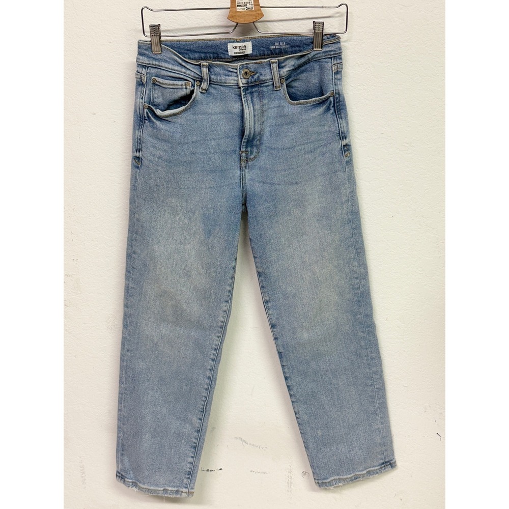 Kensie Jeans The Ella High Rise Straight Leg Light Wash Blue Denim Pants